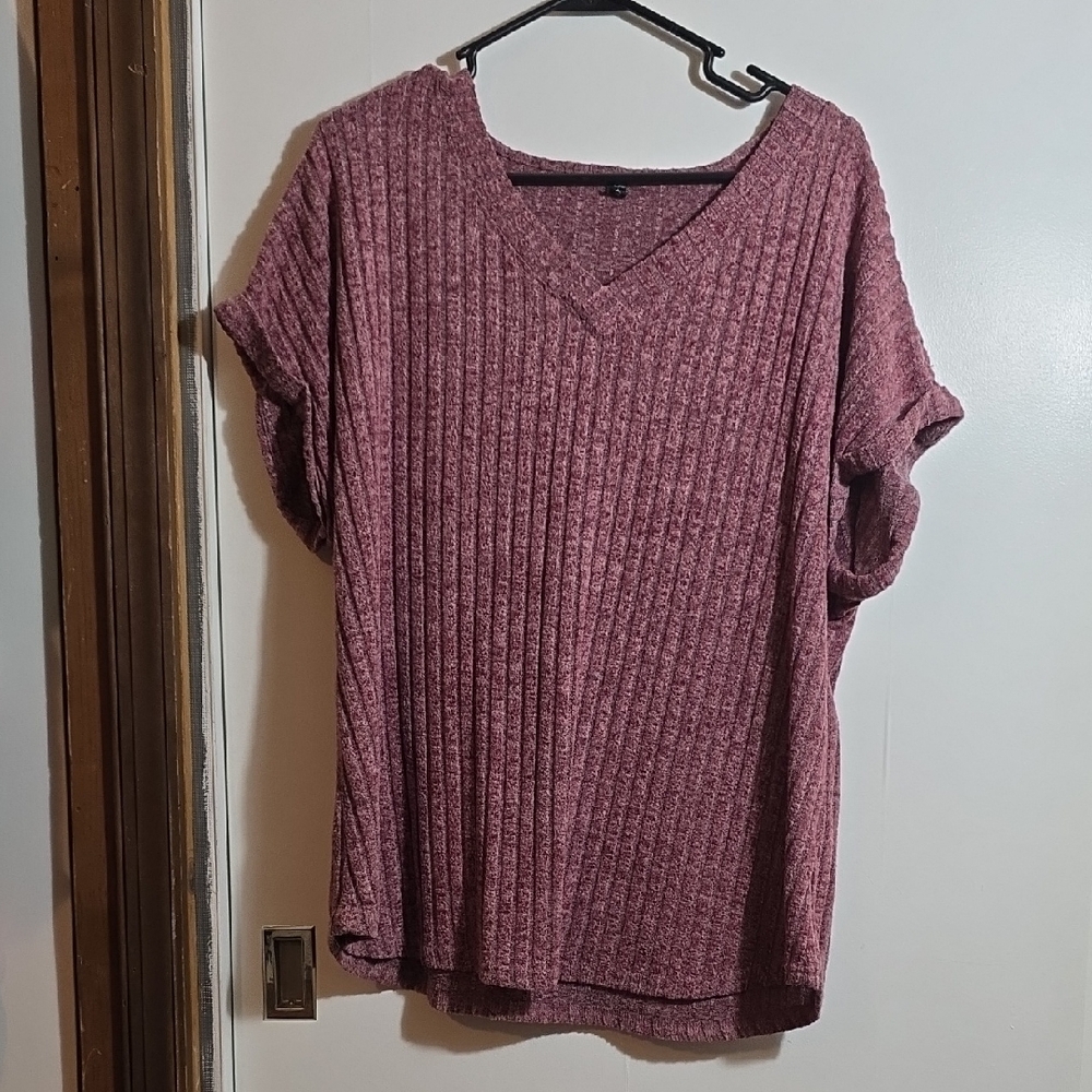 Women's Ribbed Knit Top - Mauve
